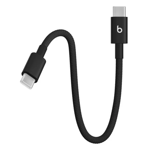 Beats USB‑C to USB‑C Woven Short Cable (20 cm / 8 in.) – Bolt Black